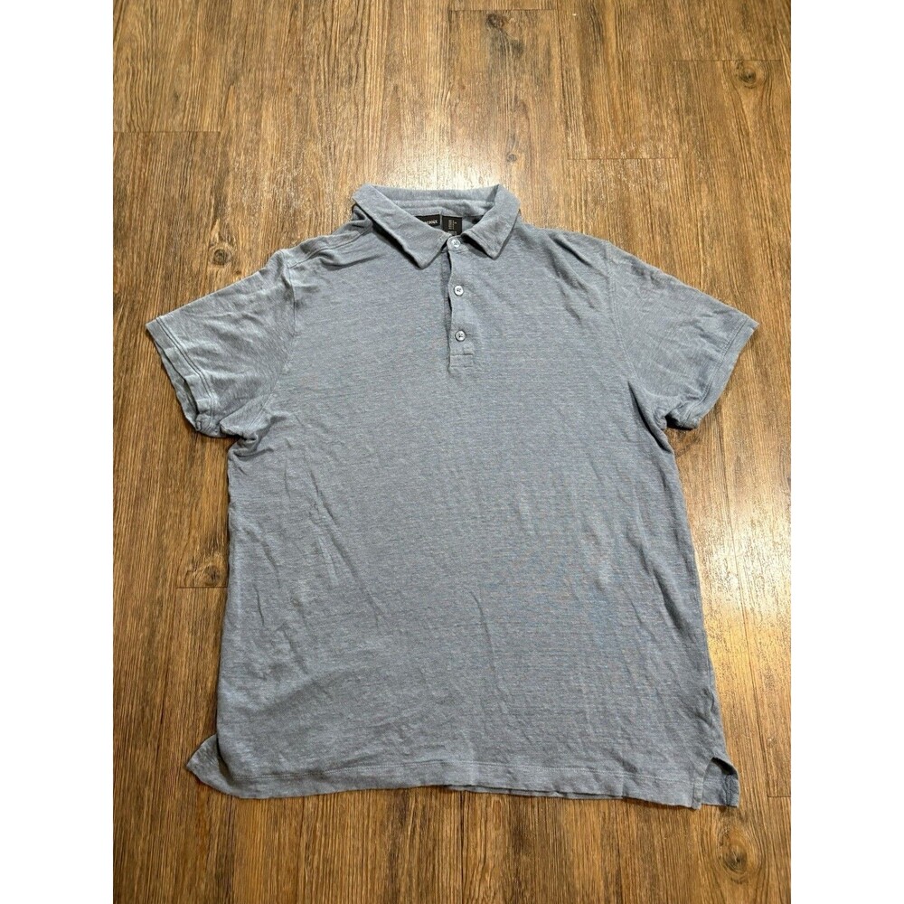 Christian Lacroix 100% Linen Blue Short Sleeve Polo L